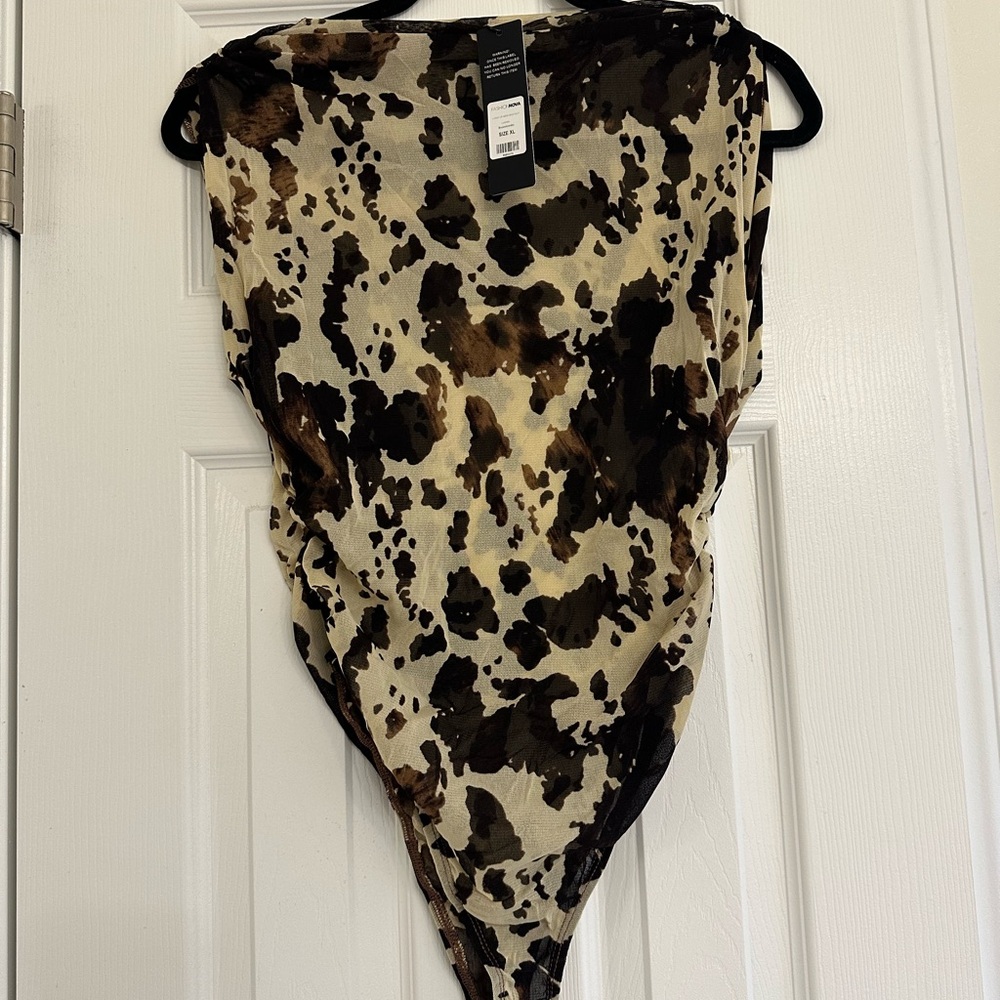 Fashion Nova Brown Combo Bodysuit